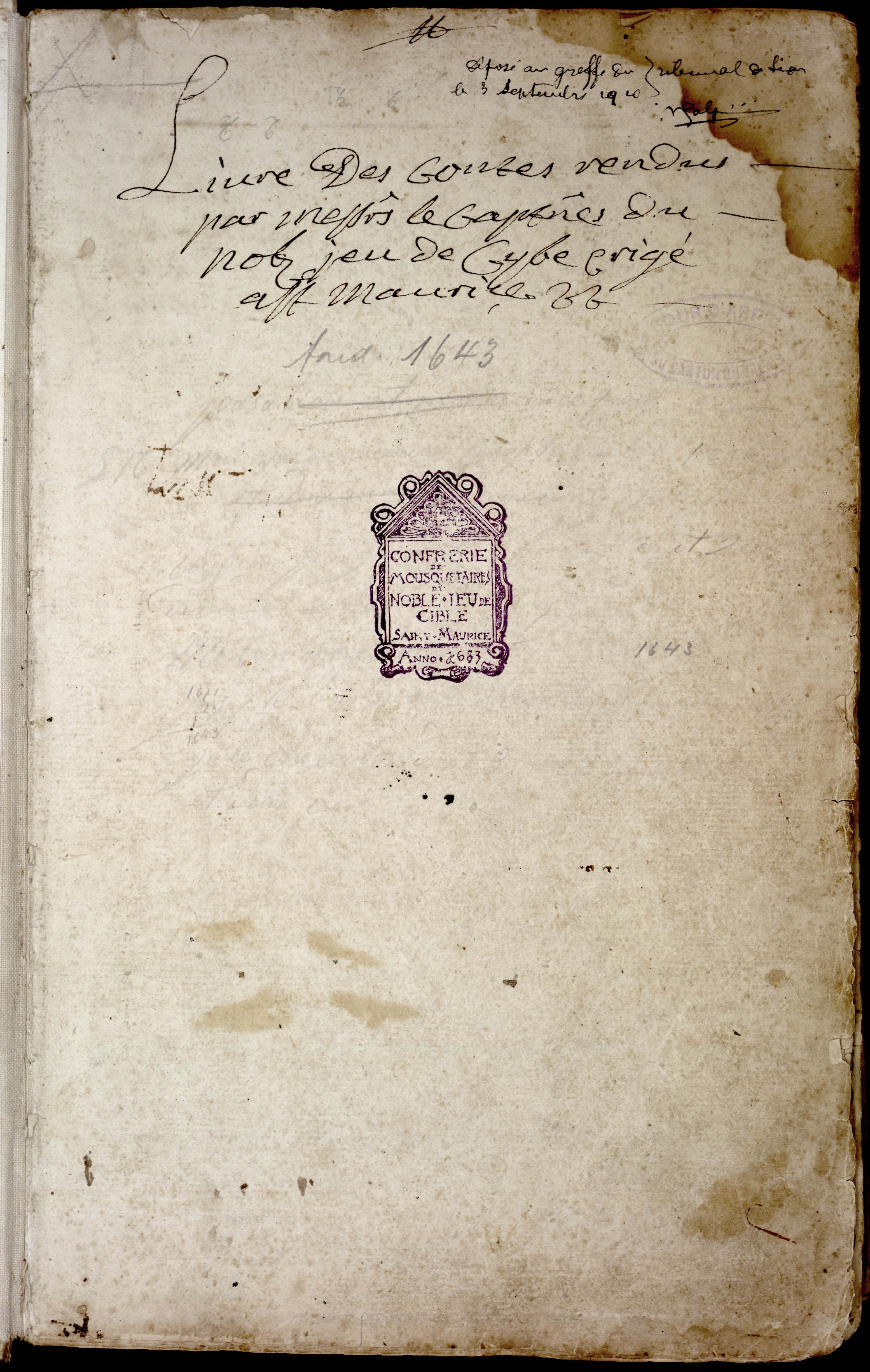 1ère page du livre des protocoles de 1683